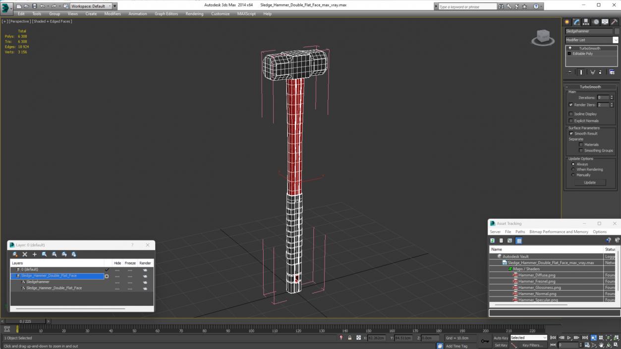 3D model Sledge Hammer Double Flat Face