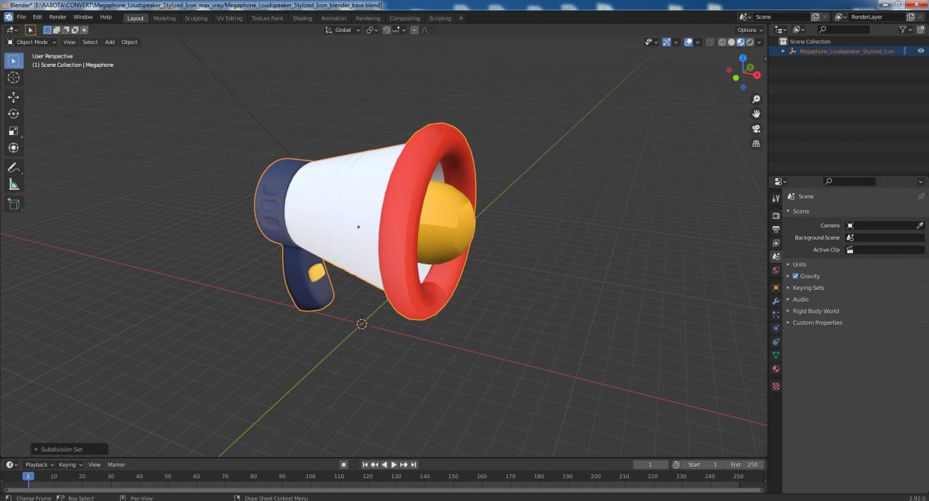 3D model Megaphone Loudspeaker Stylized Icon