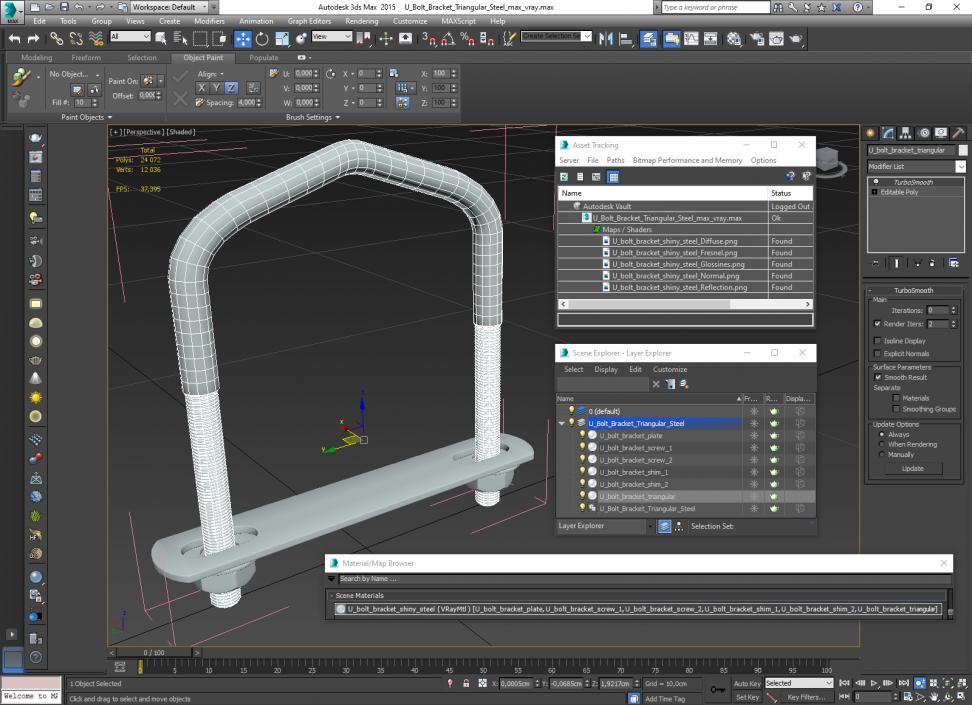 3D U Bolt Bracket Triangular Steel