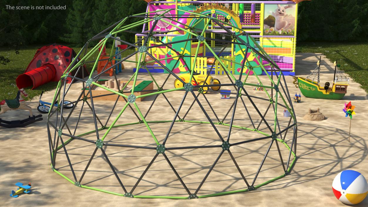 3D model Playground Kids Climbing-Dome Green