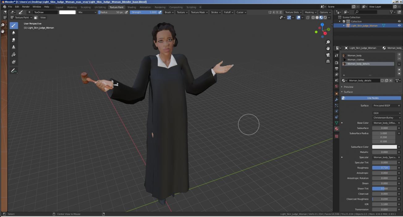 Light Skin Judge Woman 3D