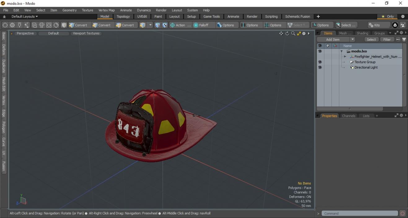 Firefighter Helmet with Number 344 3D model