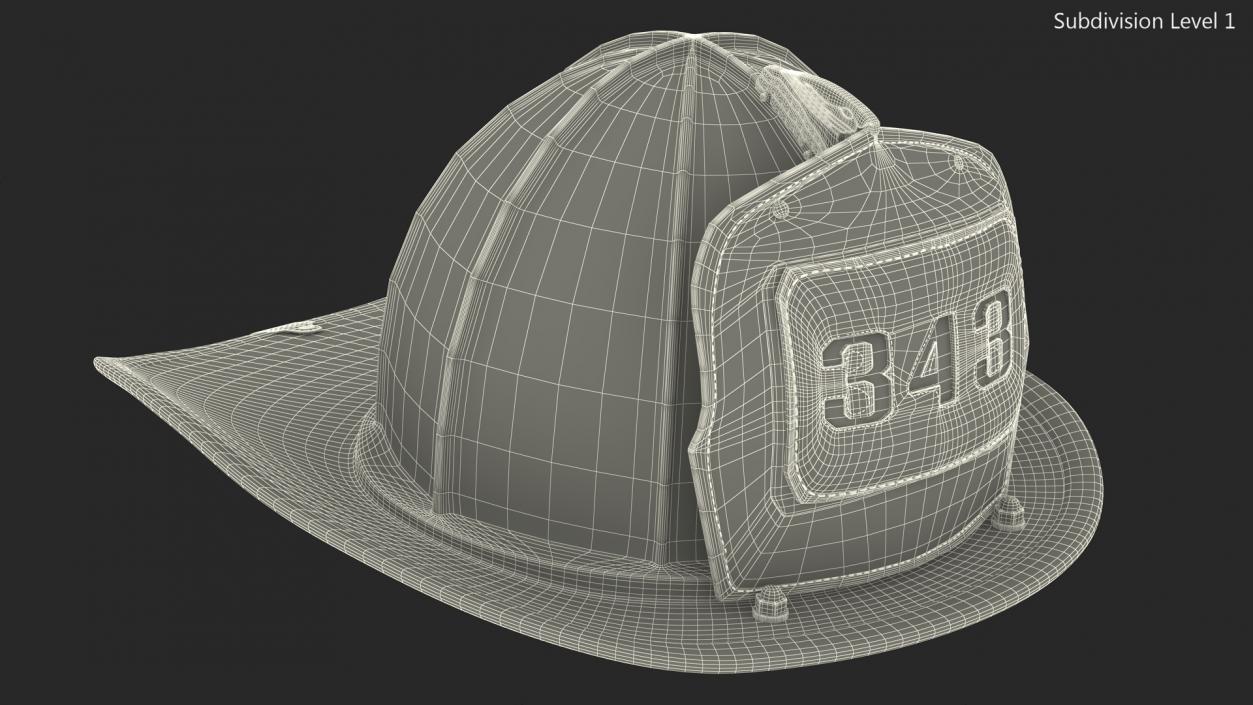 Firefighter Helmet with Number 344 3D model