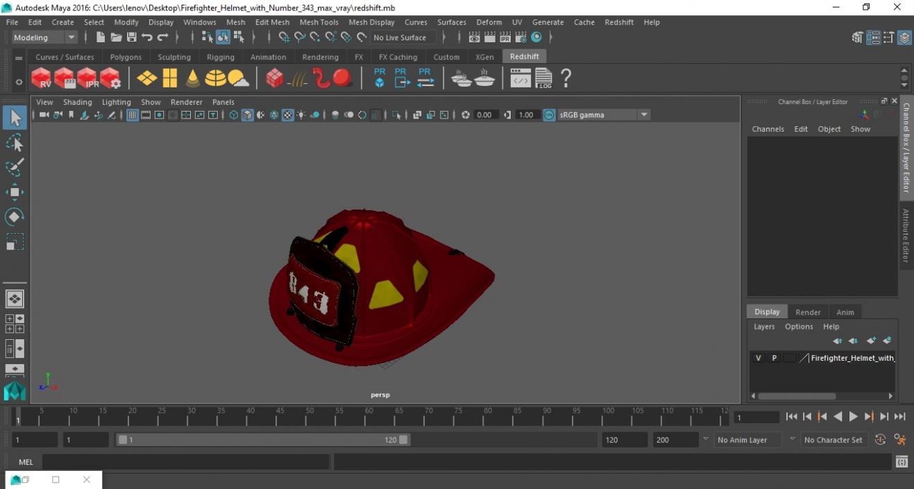 Firefighter Helmet with Number 344 3D model