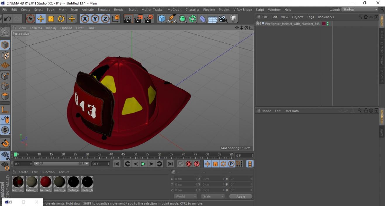 Firefighter Helmet with Number 344 3D model