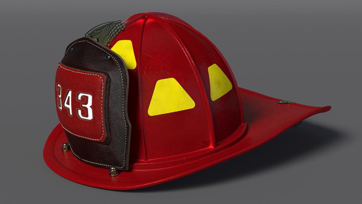 Firefighter Helmet with Number 344 3D model