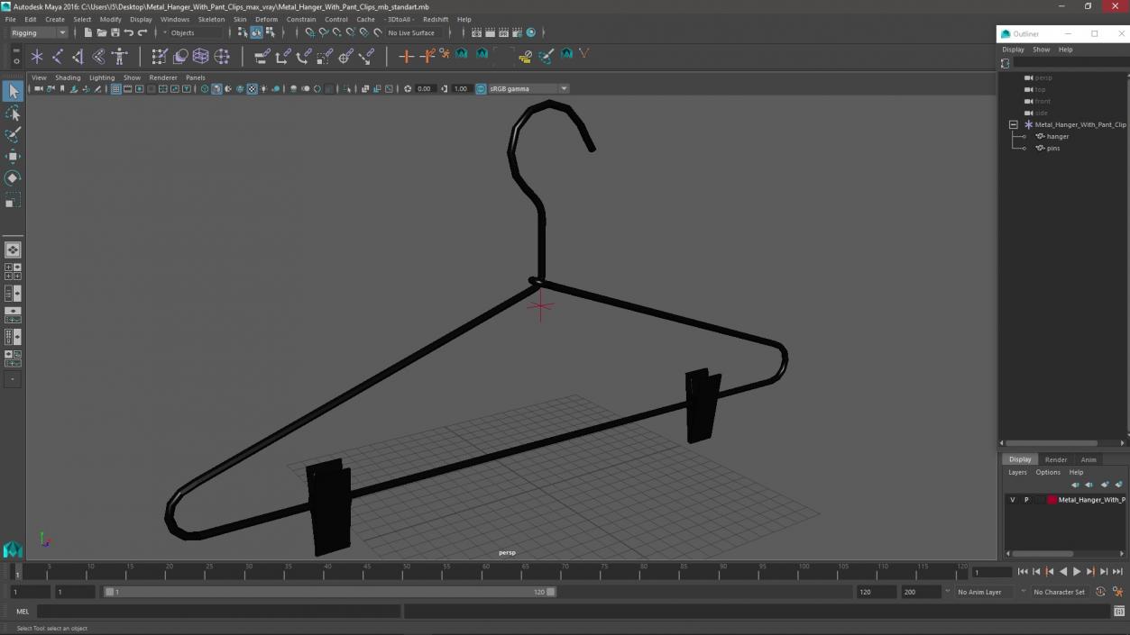 3D Metal Hanger With Pant Clips model