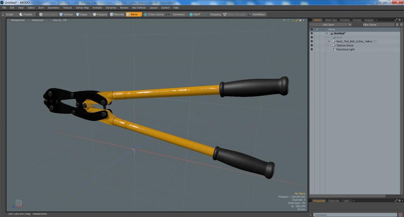 3D model Hand Tool Bolt Cutter Yellow 2