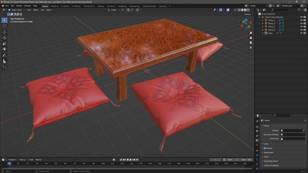 3D model Tatami Tea Table Set