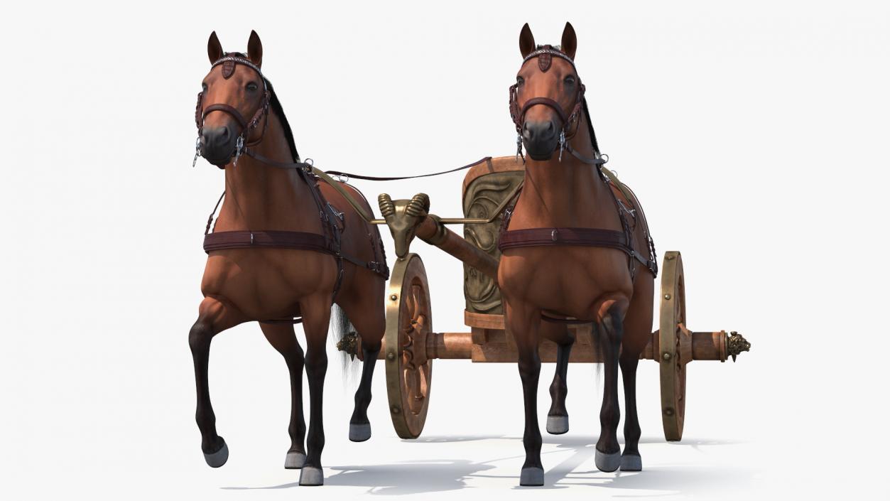 Roman Chariot with Horses Fur 3D model