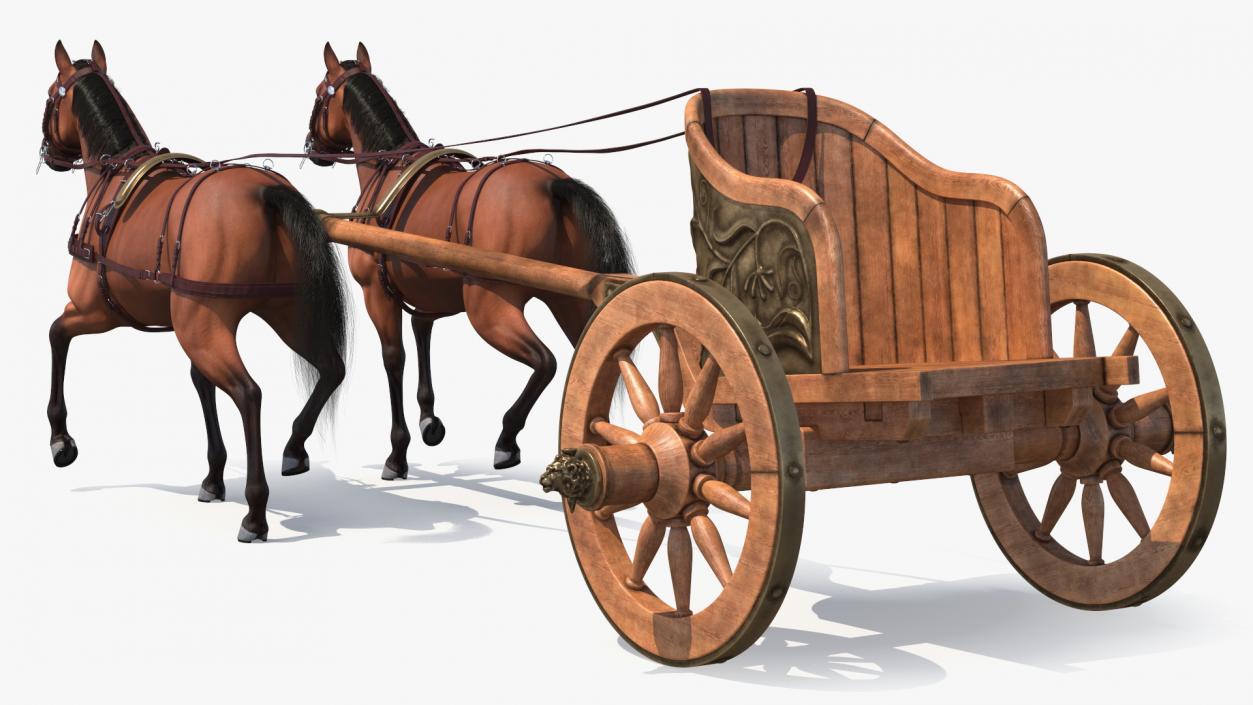 Roman Chariot with Horses Fur 3D model