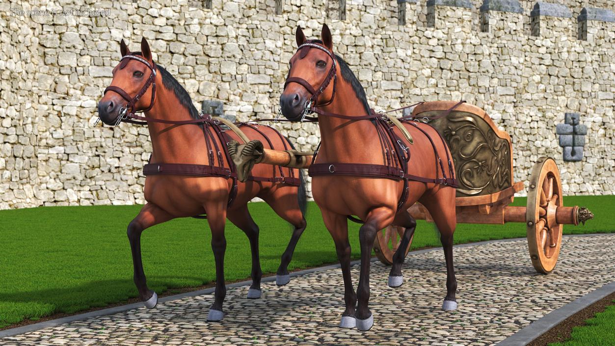 Roman Chariot with Horses Fur 3D model