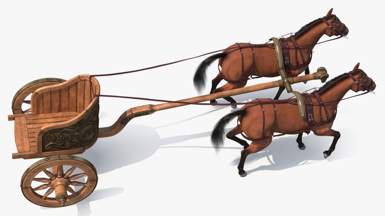 Roman Chariot with Horses Fur 3D model