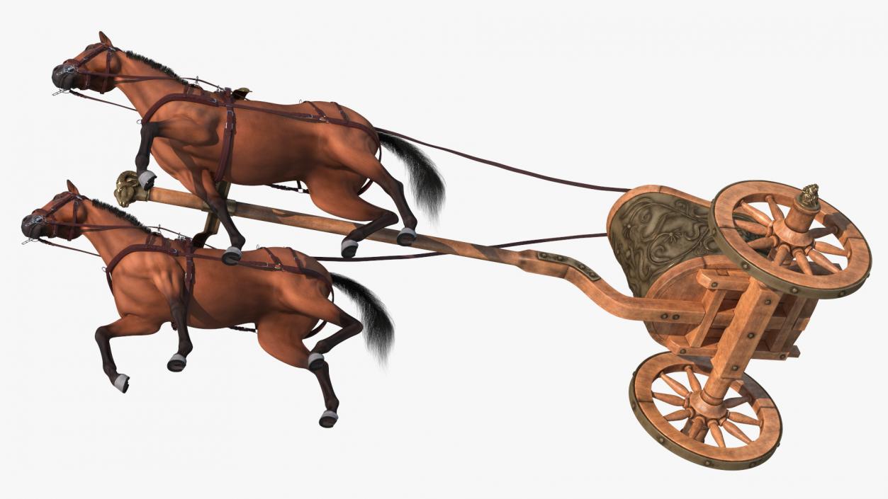 Roman Chariot with Horses Fur 3D model