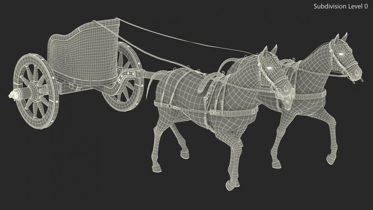 Roman Chariot with Horses Fur 3D model