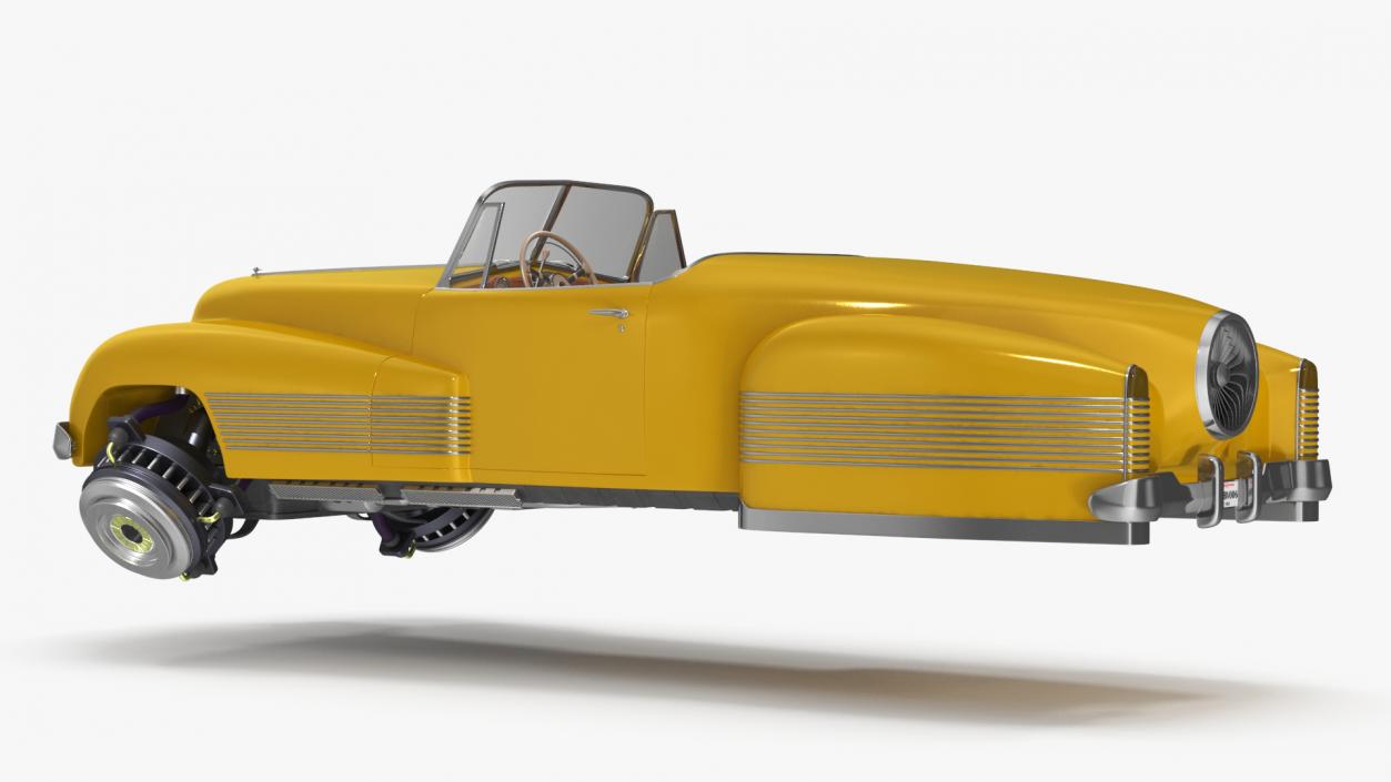 3D Sci Fi Hover Car Retro New Yellow model