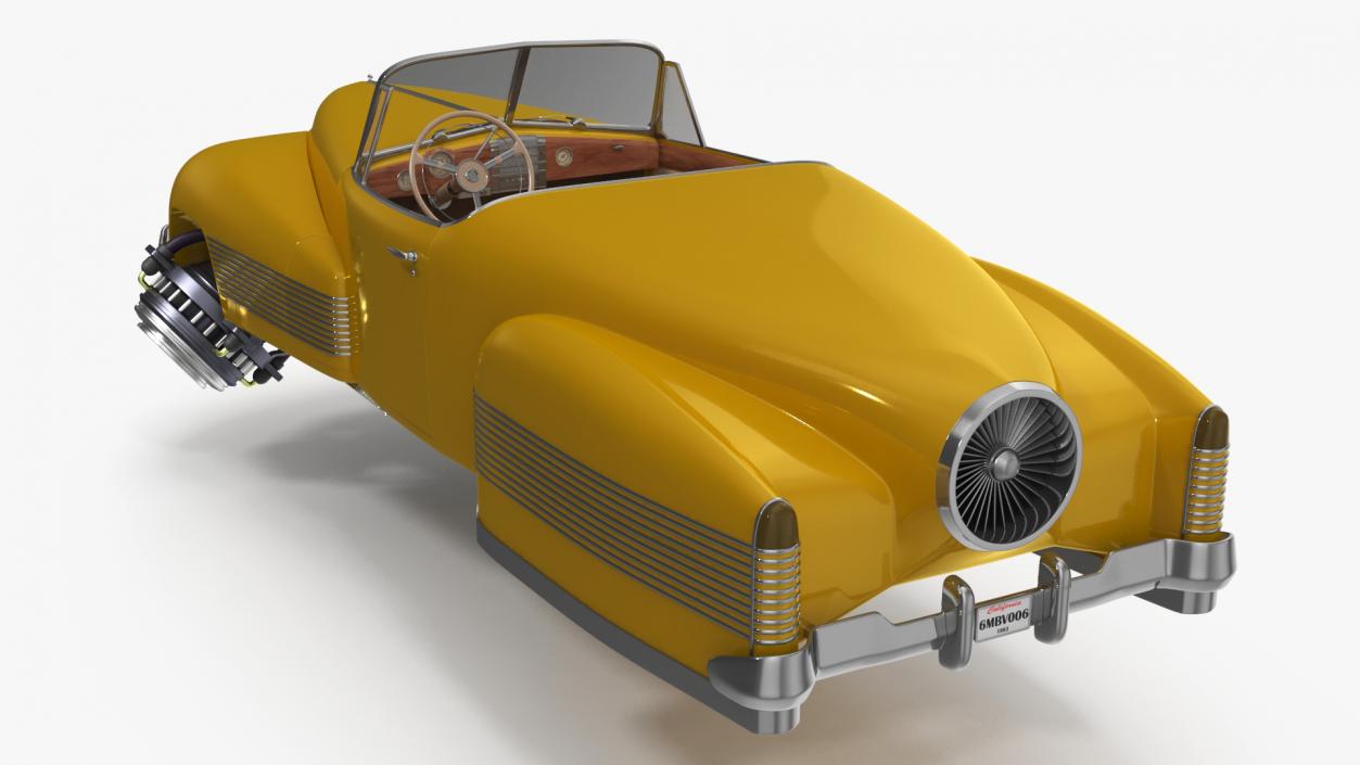 3D Sci Fi Hover Car Retro New Yellow model