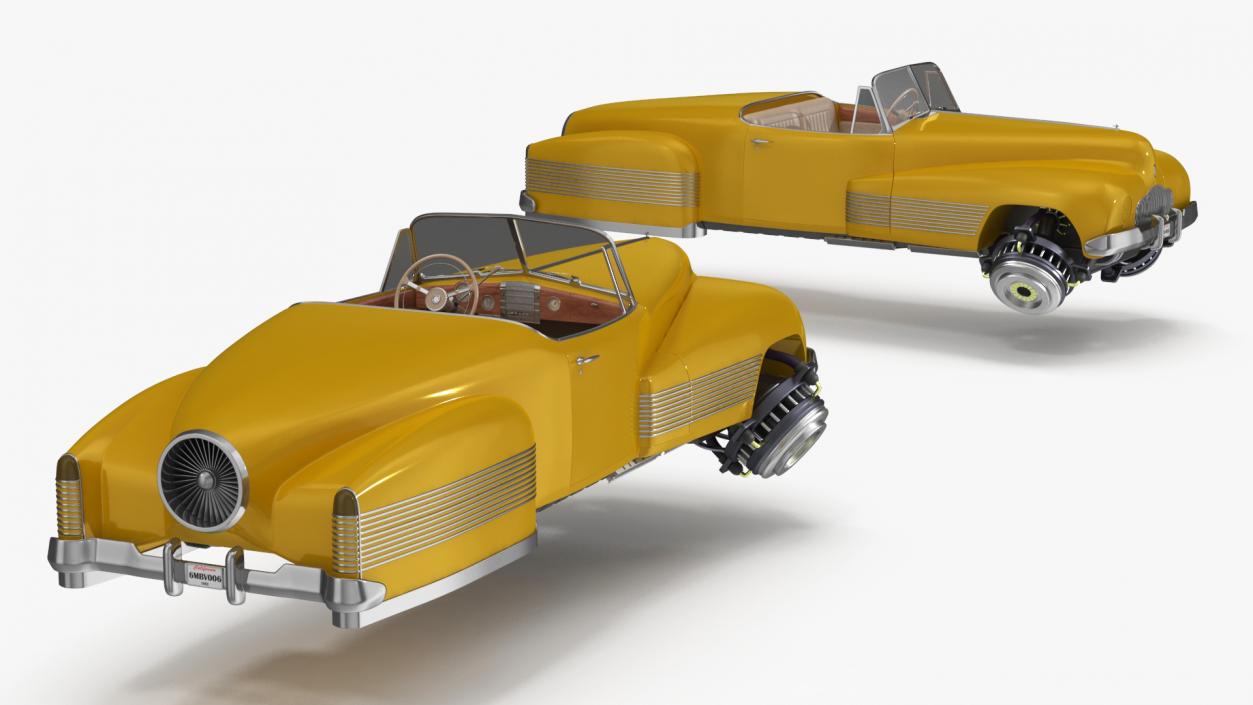 3D Sci Fi Hover Car Retro New Yellow model