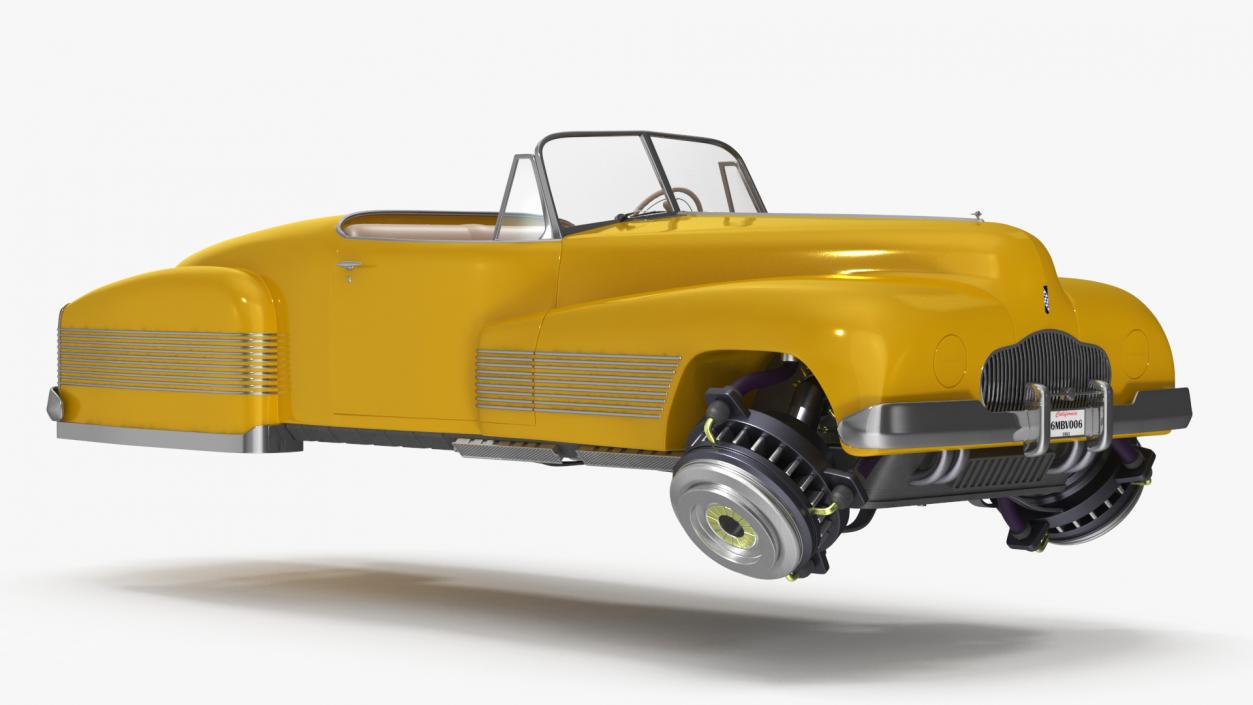 3D Sci Fi Hover Car Retro New Yellow model