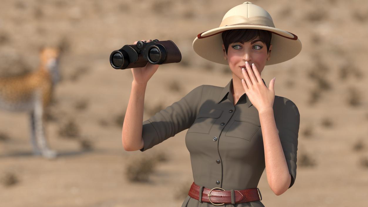 3D Women in Zookeeper Clothes Rigged model