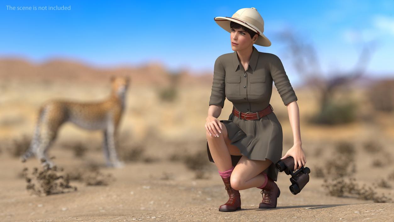 3D Women in Zookeeper Clothes Rigged model