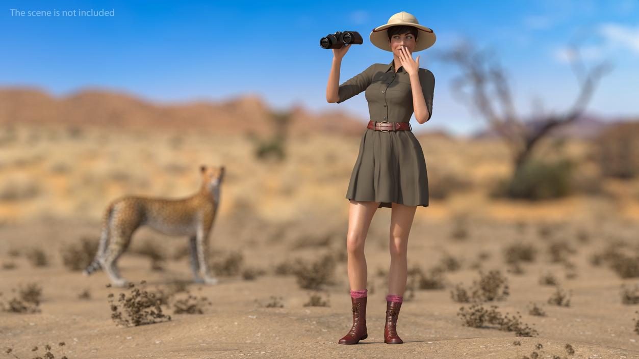 3D Women in Zookeeper Clothes Rigged model