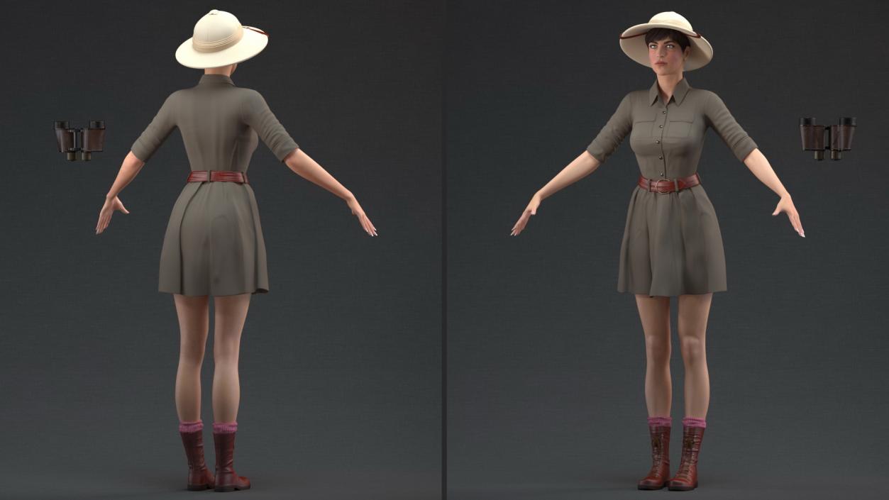 3D Women in Zookeeper Clothes Rigged model