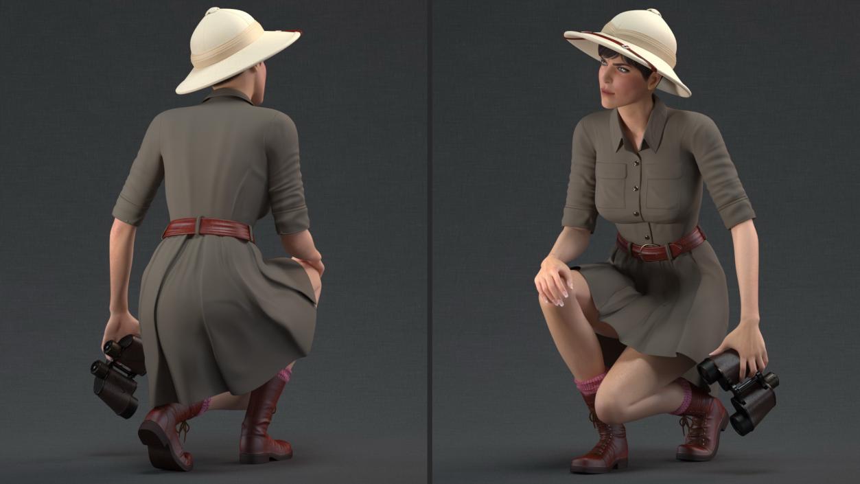 3D Women in Zookeeper Clothes Rigged model