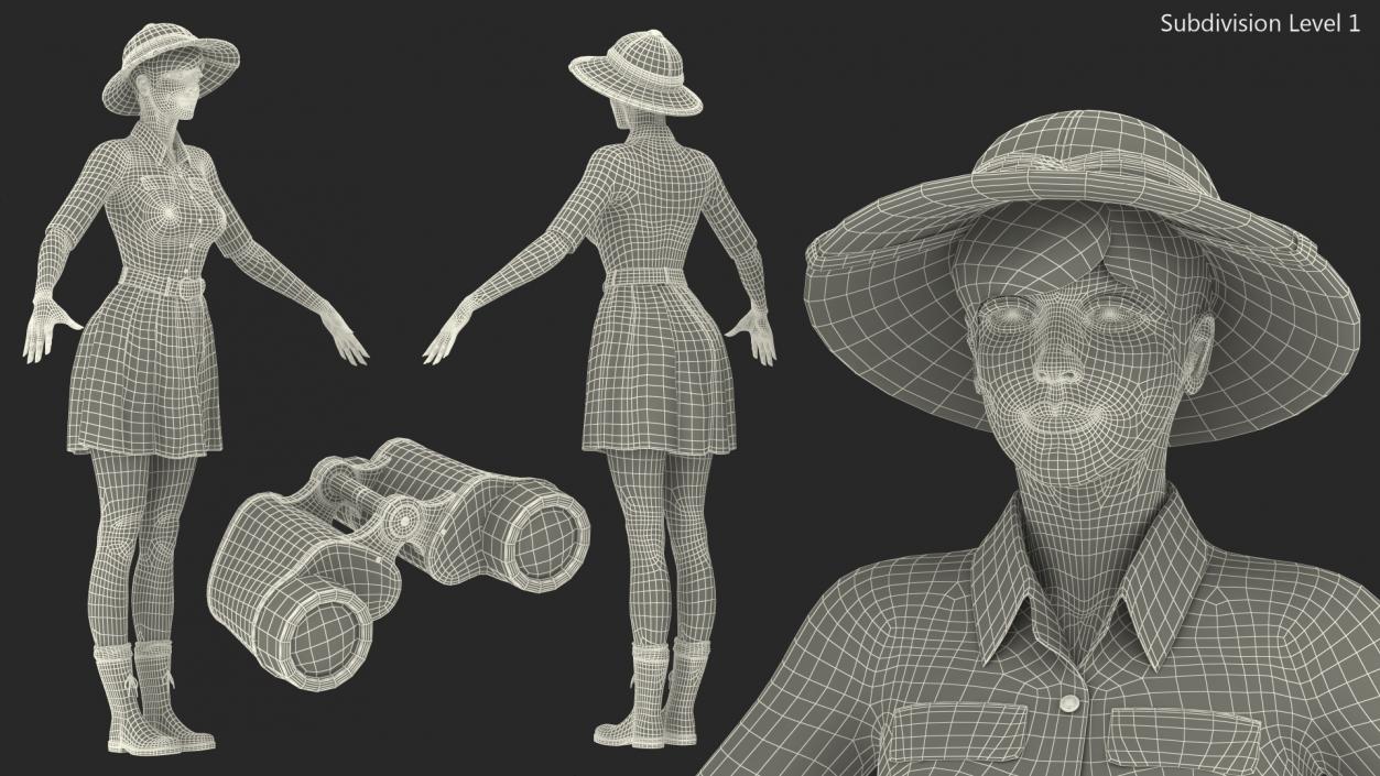 3D Women in Zookeeper Clothes Rigged model