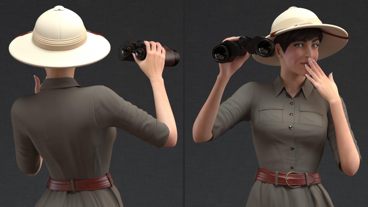 3D Women in Zookeeper Clothes Rigged model