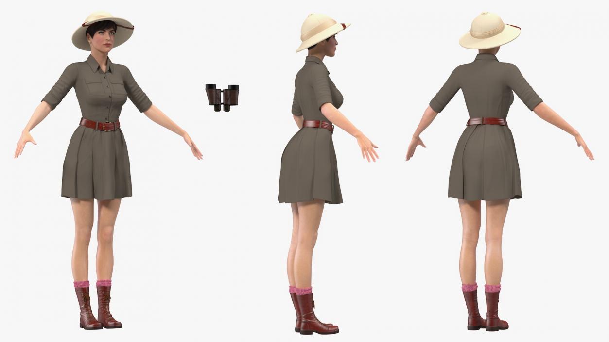 3D Women in Zookeeper Clothes Rigged model