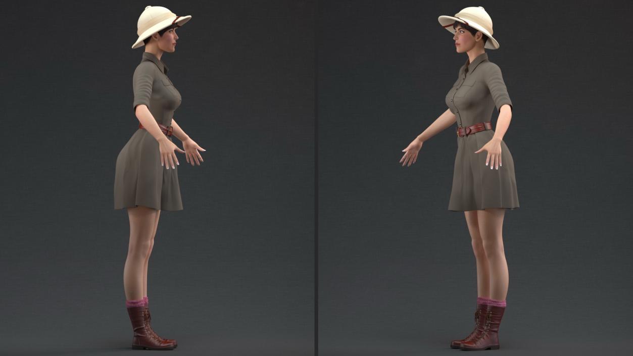 3D Women in Zookeeper Clothes Rigged model