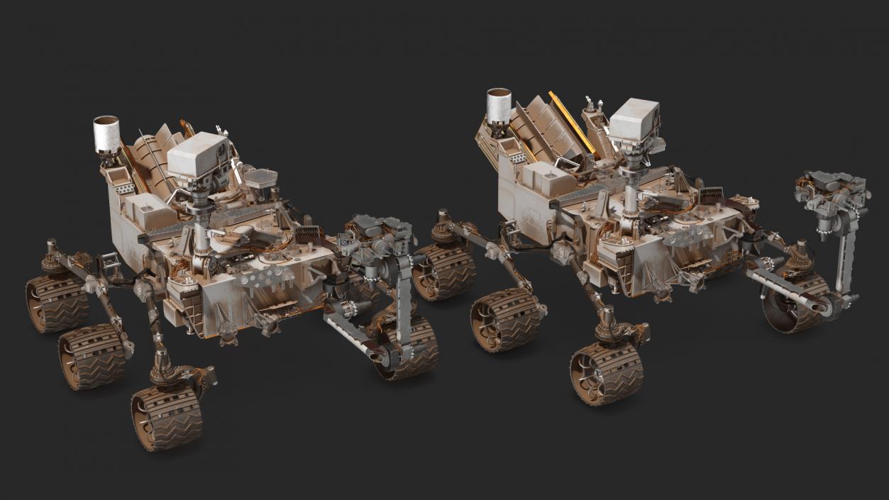 3D Curiosity Mars Rover Dusty