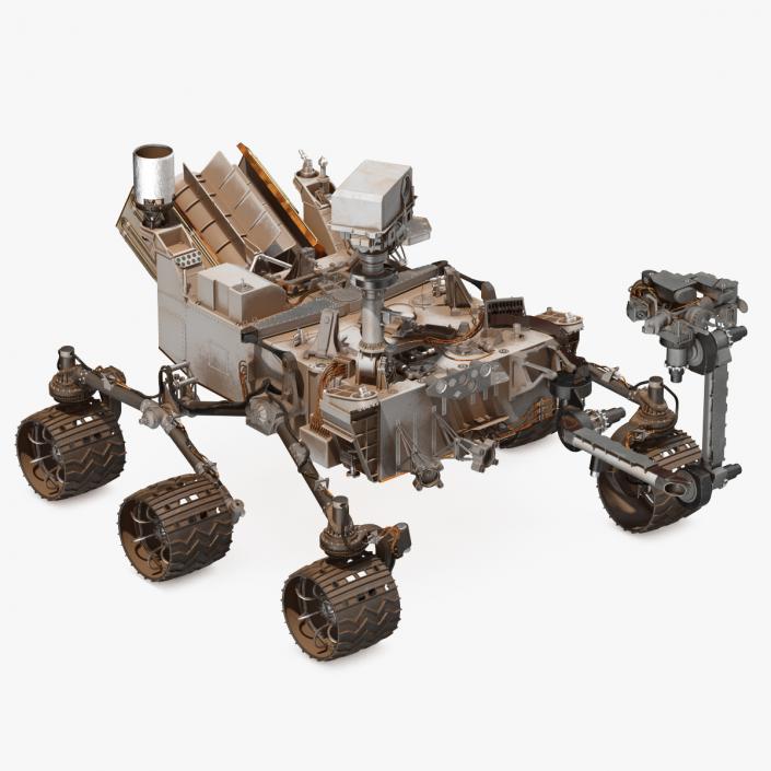 3D Curiosity Mars Rover Dusty