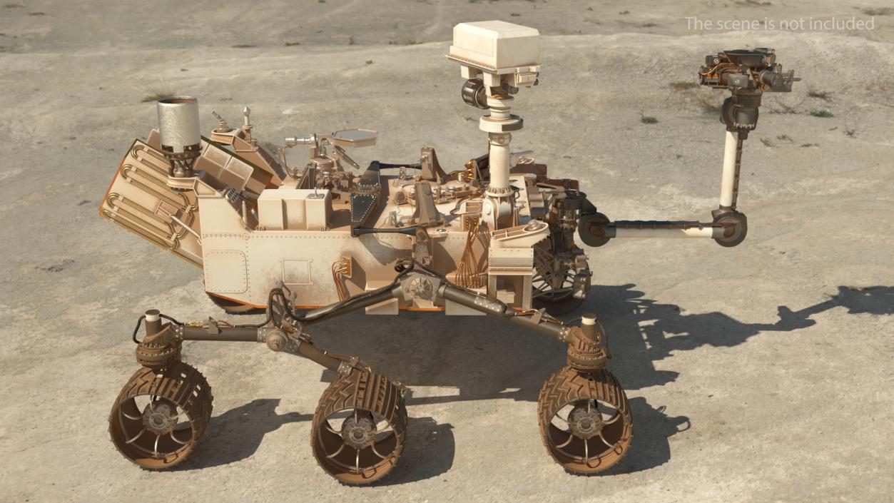 3D Curiosity Mars Rover Dusty