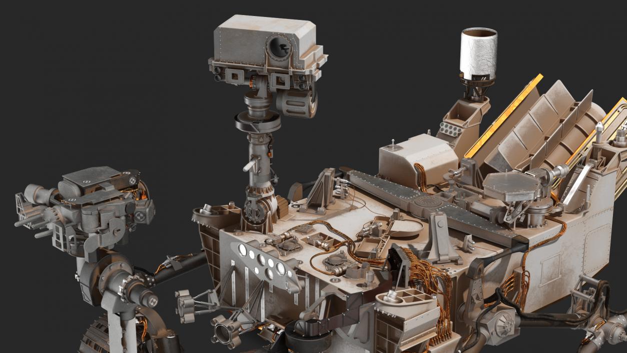 3D Curiosity Mars Rover Dusty