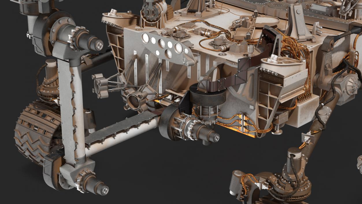 3D Curiosity Mars Rover Dusty