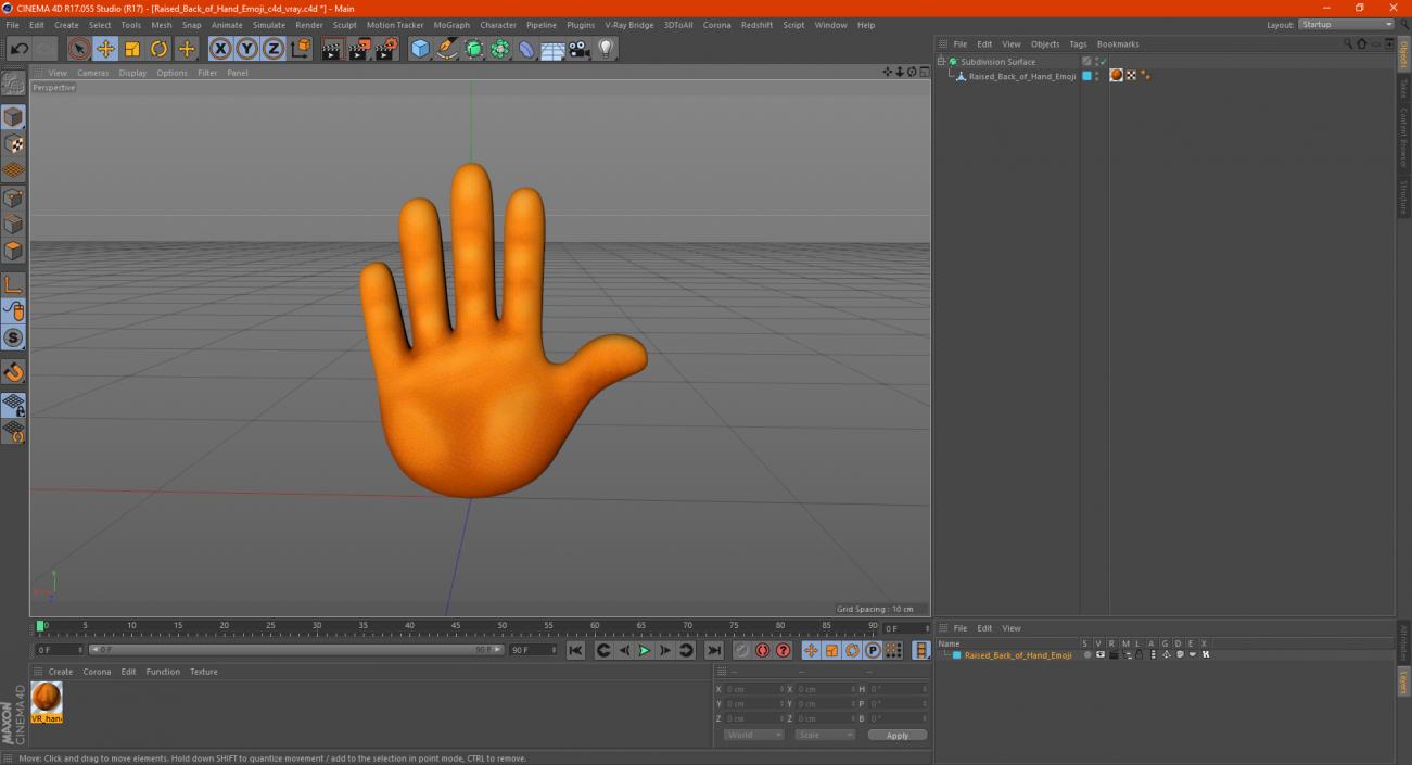 3D model Raised Back of Hand Emoji