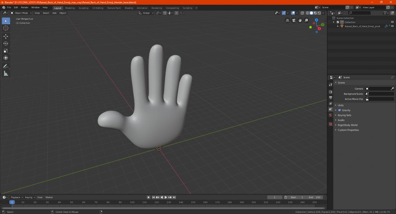 3D model Raised Back of Hand Emoji