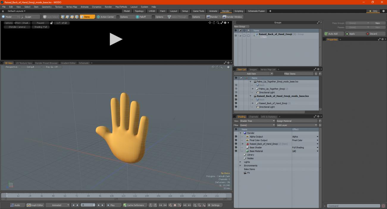 3D model Raised Back of Hand Emoji