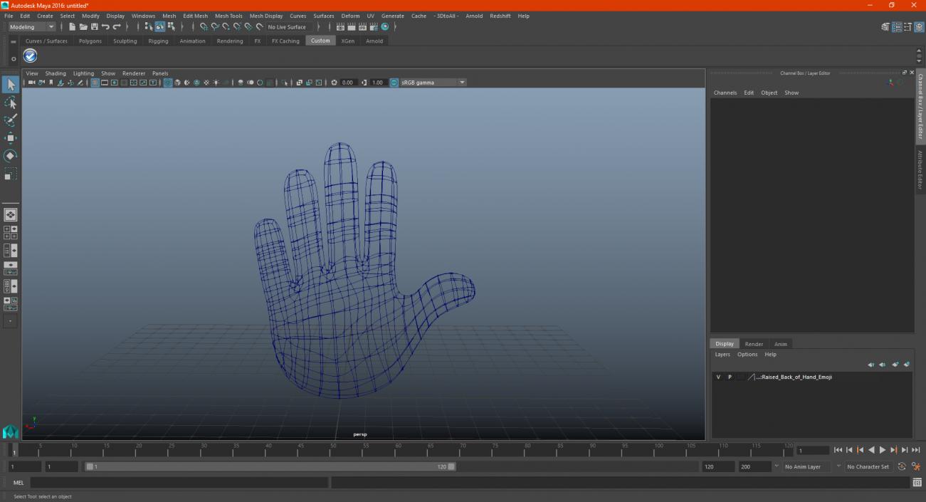 3D model Raised Back of Hand Emoji