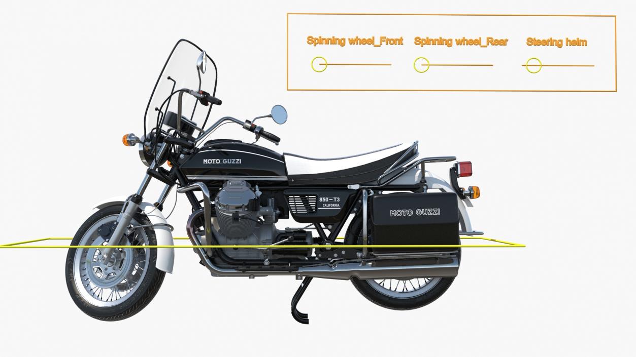 Moto Guzzi 850 T3 Classic Motorbike Rigged 3D