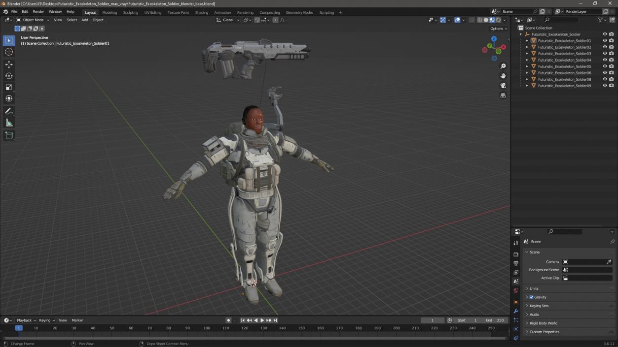 3D model Futuristic Exoskeleton Soldier