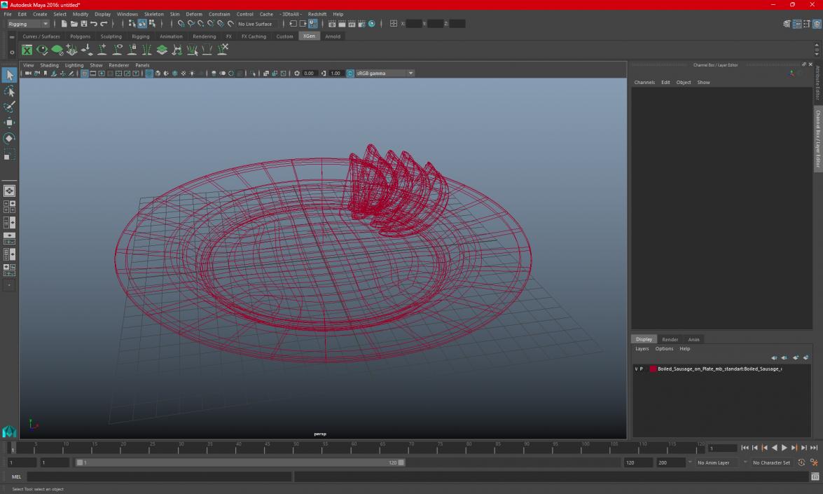 3D Boiled Sausage on Plate model