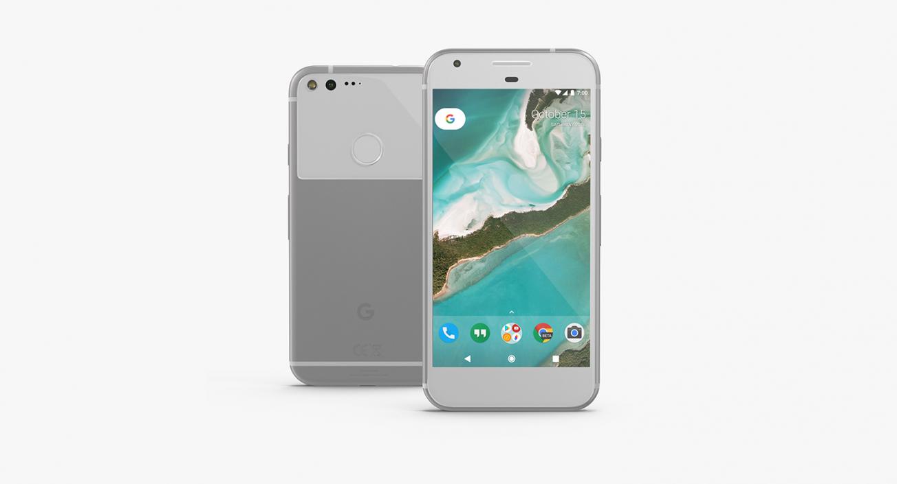 3D Google Pixel XL Phone Very Silver model