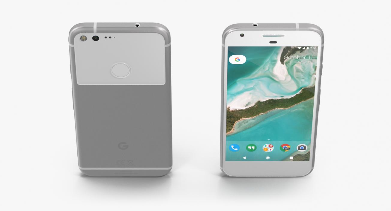 3D Google Pixel XL Phone Very Silver model