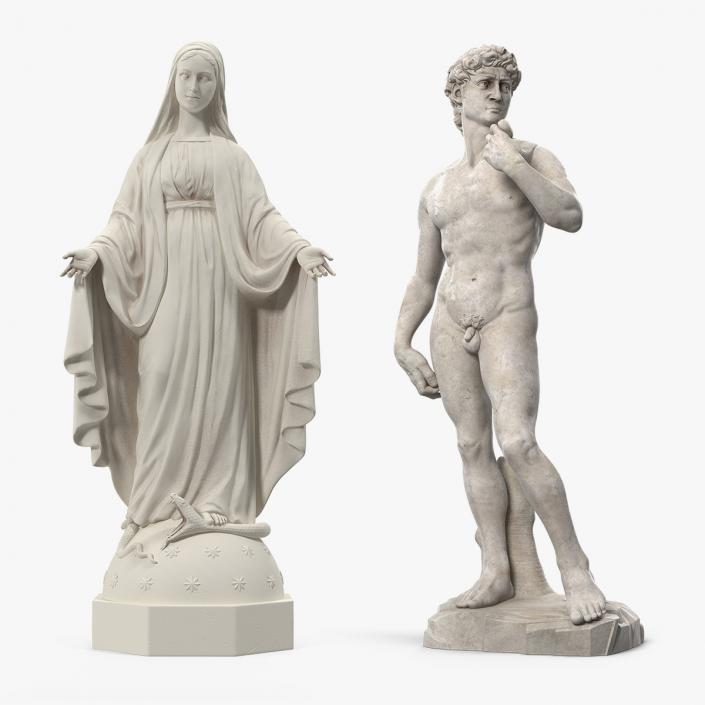 3D Stone Statue Collection model