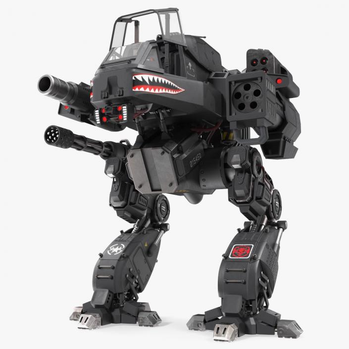 Sci-Fi Robot Black with Pilot 3D model