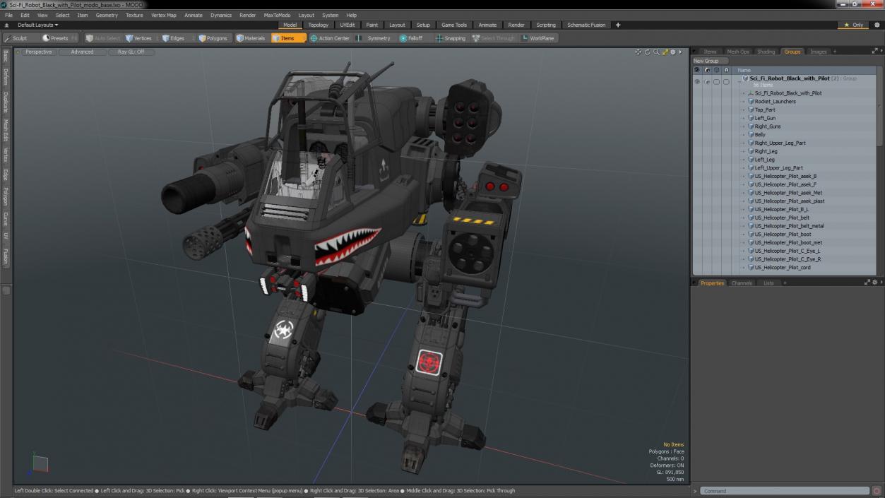 Sci-Fi Robot Black with Pilot 3D model