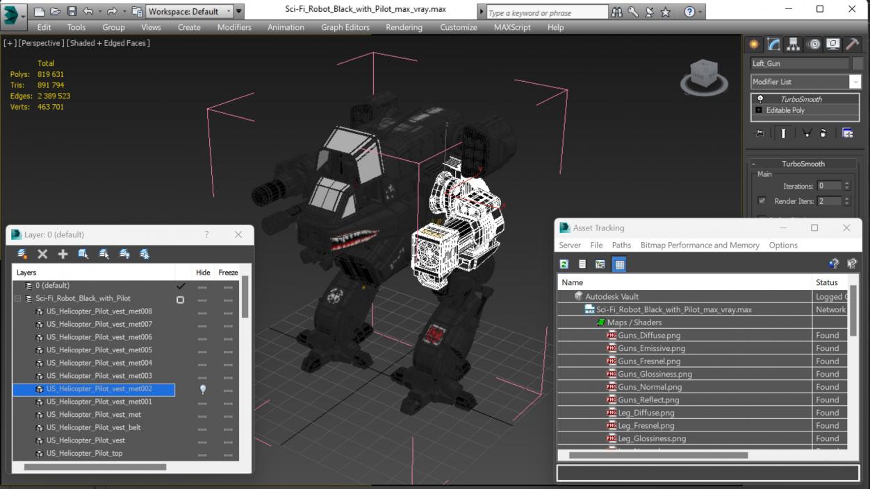 Sci-Fi Robot Black with Pilot 3D model